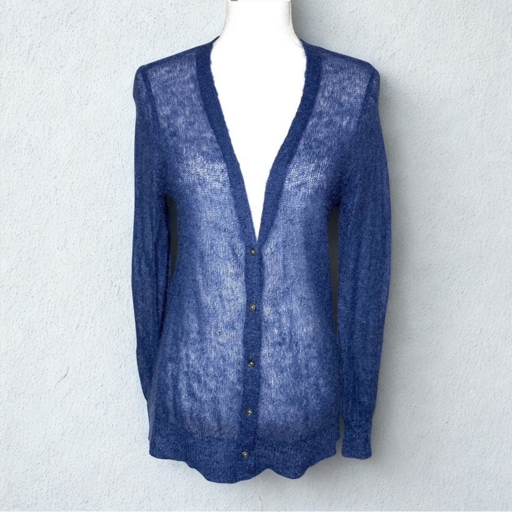J. Jill Blue Alpaca Blend Women's Cardigan Sweater Size Medium
